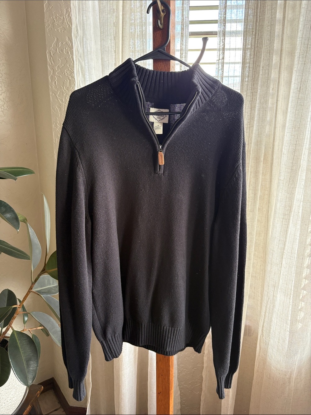 St. John's Bay Black Half-Zip Sweater with Ribbed Collar